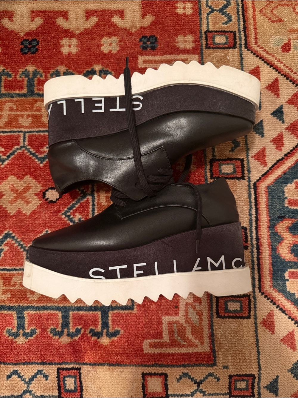 Black Platform Lace-Up Women's Derby with White Sole